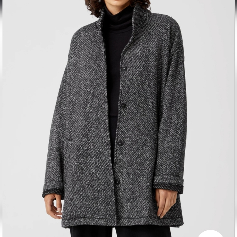 Eileen Fisher Organic Cotton Terry Stand Collar Jacket Size XXS